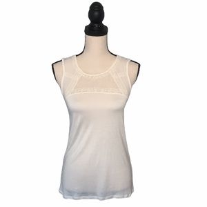 H&M Off White Lace Sheer Sleeveless Tank Top Size XS